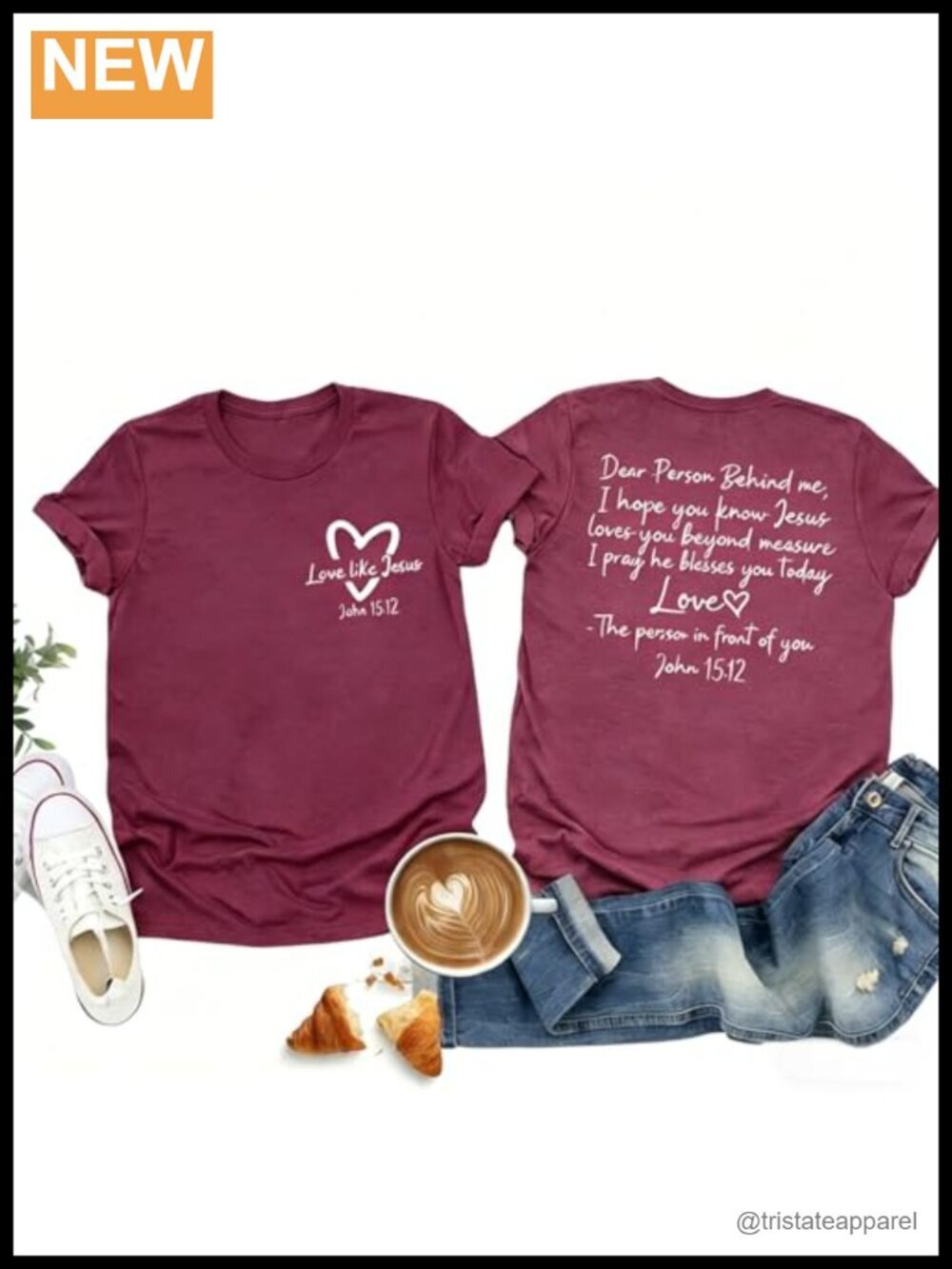 Cotton Christian Faith Graphic T-Shirt Love Like Jesus Print Tee
